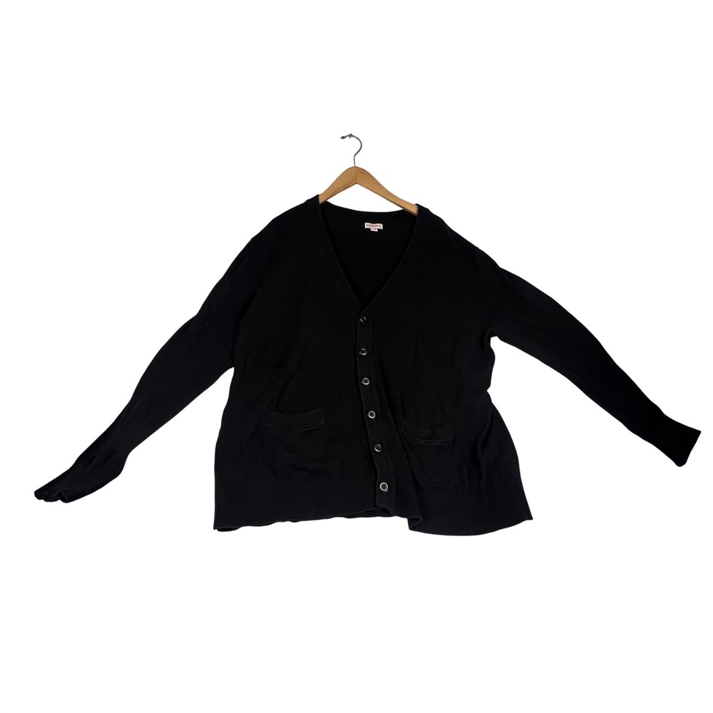 Merona Mens XL Black V-Neck Button Front 100% Cotton Cardigan Sweater Pockets
